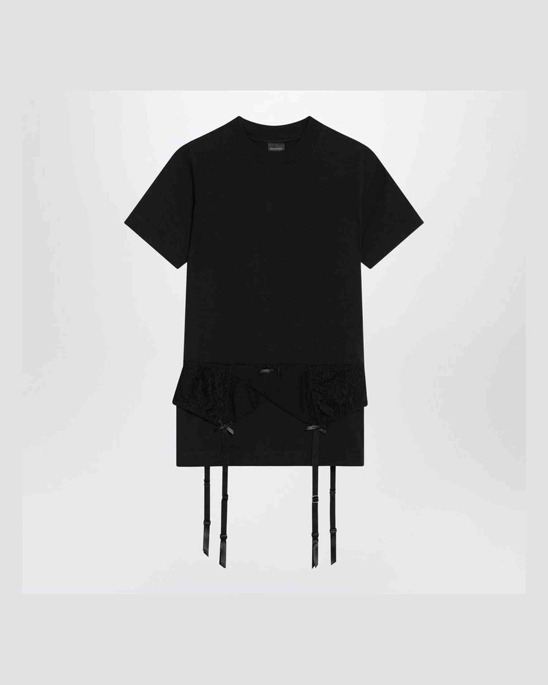 Balenciaga Black Jersey Stretch Lingerie T-Shirt Glam Steals