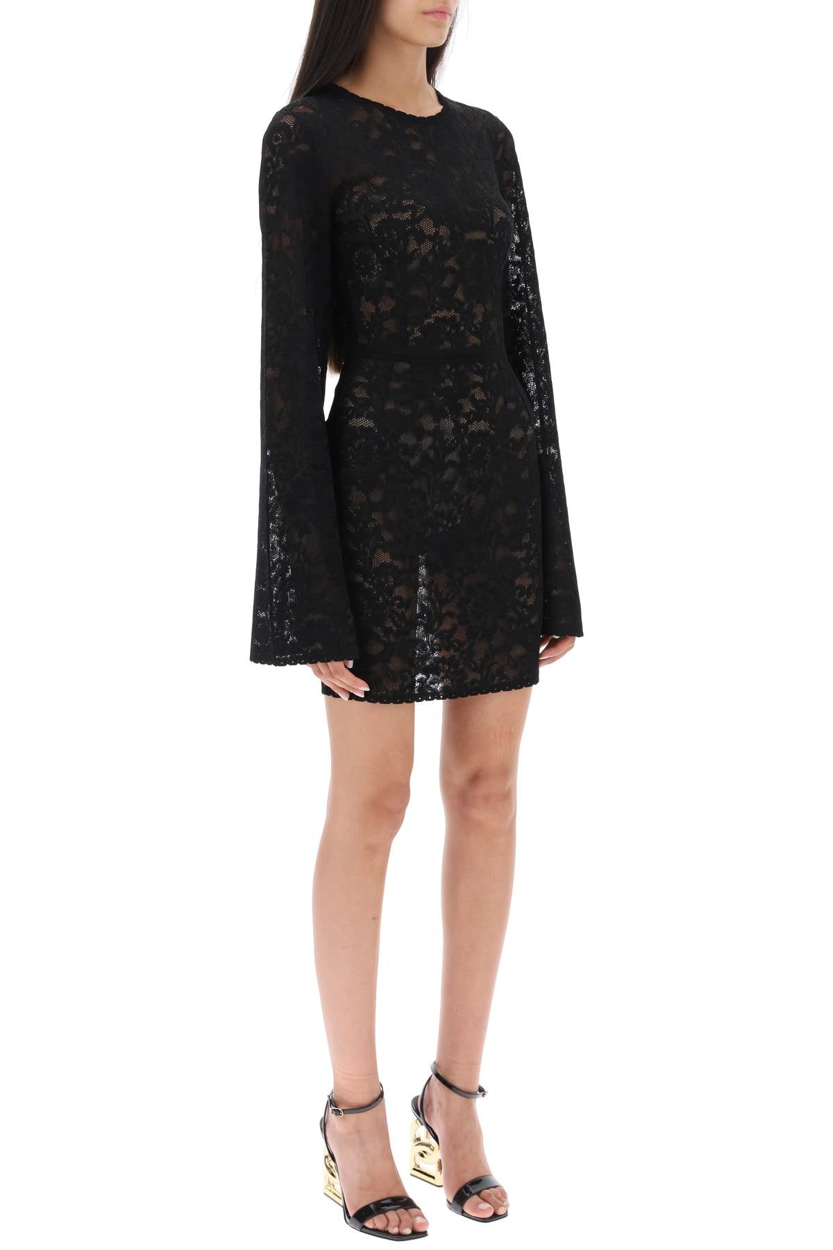 Dolce & Gabbana mini dress in floral openwork knit