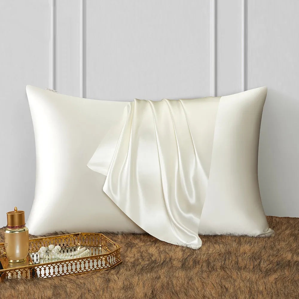 High-Quality 100% Mulberry Silk Pillowcase with 22 Momme Thickness - White Glam Steals  silk pillowcase Ador Nicci 