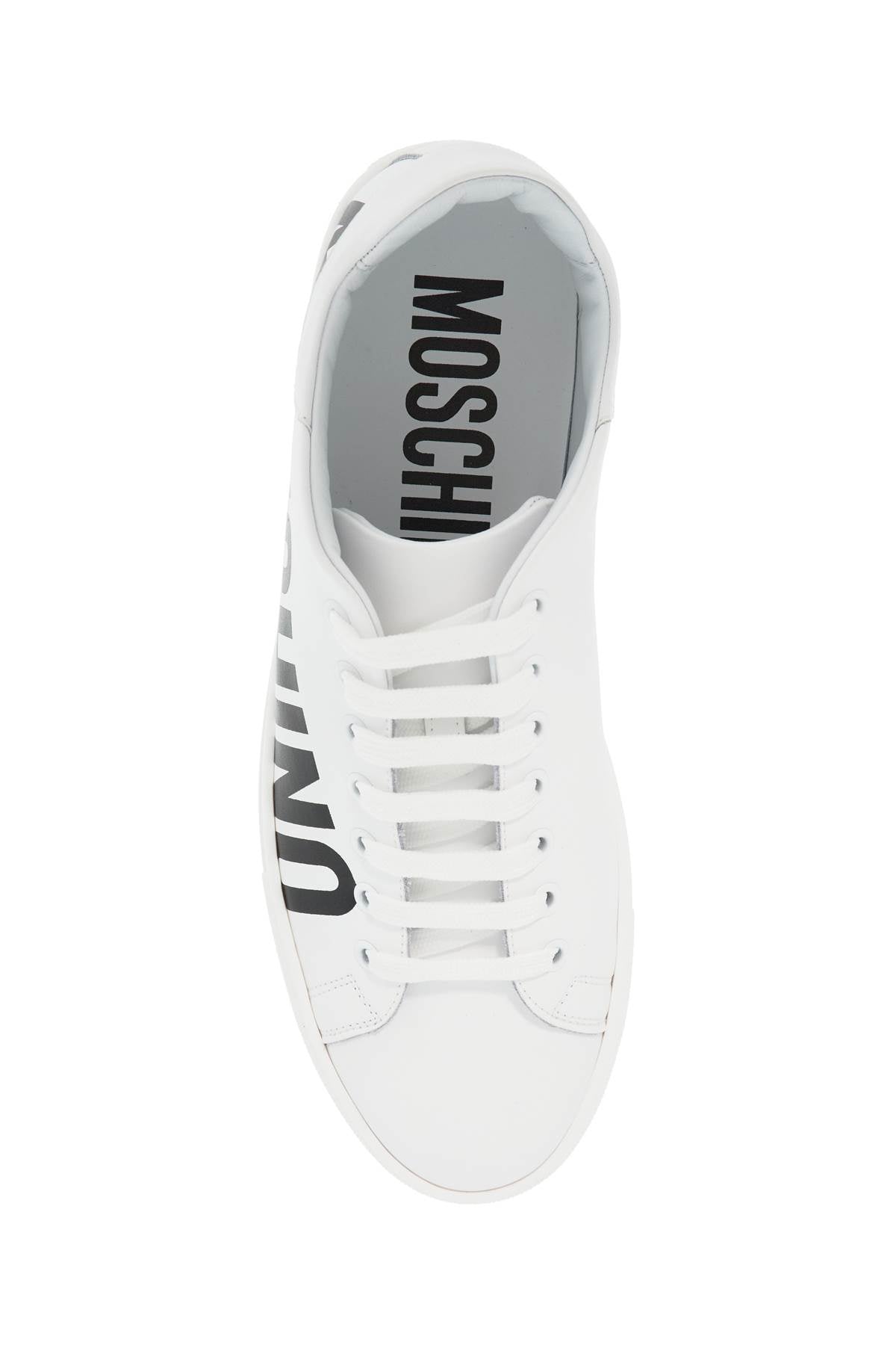 Moschino Leather Sneakers With Logo Print