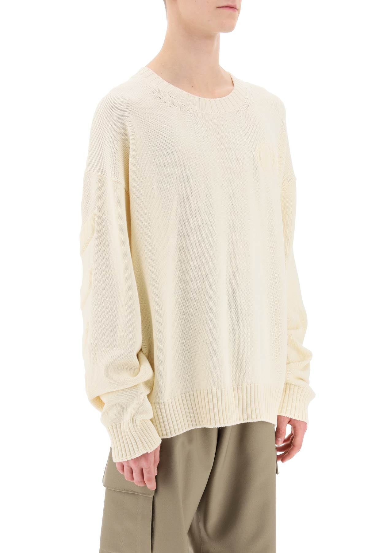 Off-White Sweater With Embossed Diagonal Motif